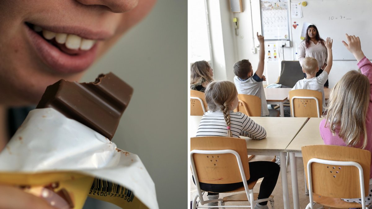 Vissa elever belönades med choklad medan andra fick se på.